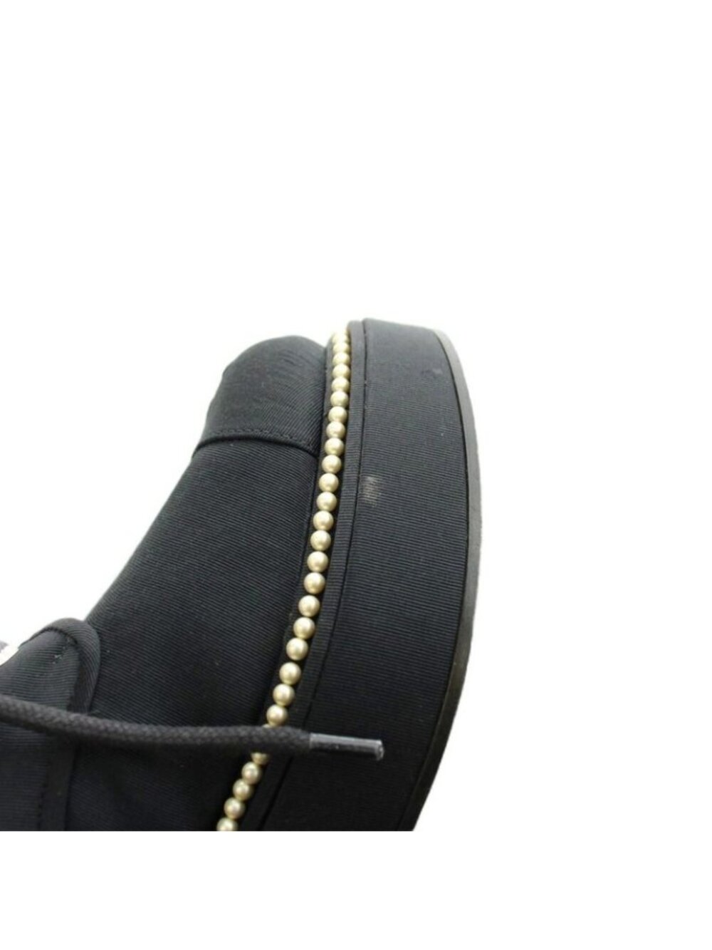 Chanel CC Logo Short Boots Lace Up Pearl 37 Black - Picture 8 of 9